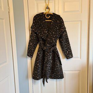 Leopard print wrap coat